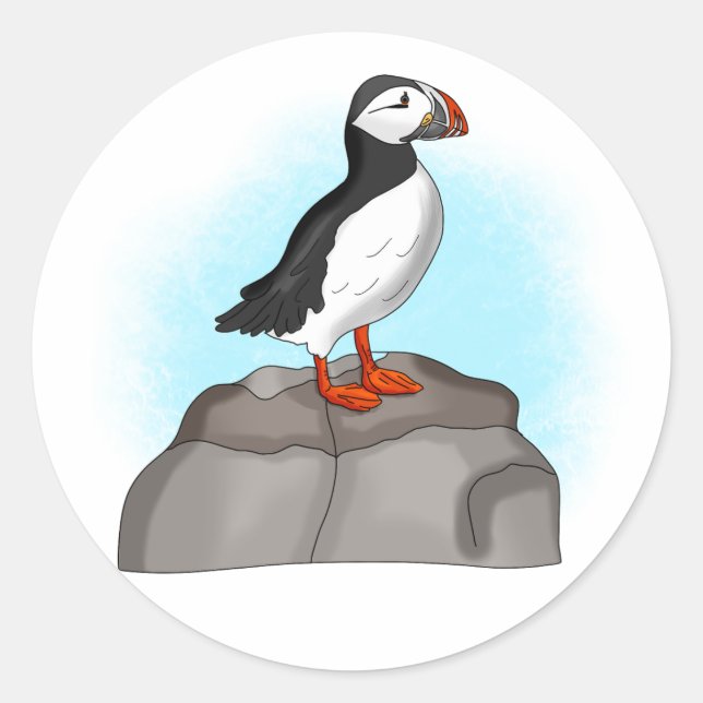 Puffin, niedlich runder aufkleber (Vorderseite)