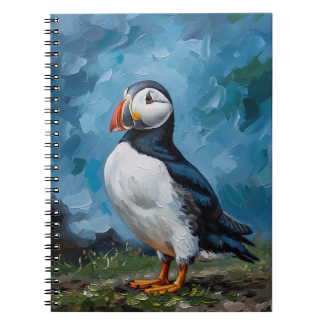 Puffin Notebook | Atlantic Puffin Bird Art Journal Notizblock (Vorderseite)