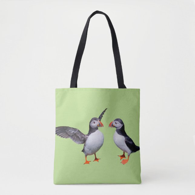 Puffin Pals All-Over-Print-Tasche (Grün) (Vorderseite)