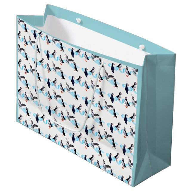 Puffin-Party-Geschenk-Tasche Große Geschenktüte (Vorderseite Schrägansicht)
