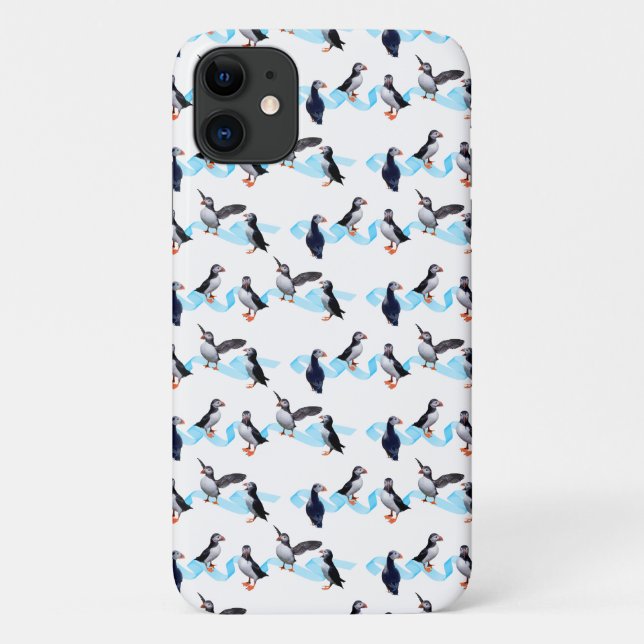 Puffin Party iPhone 11 Fall Case-Mate iPhone Hülle (Rückseite)
