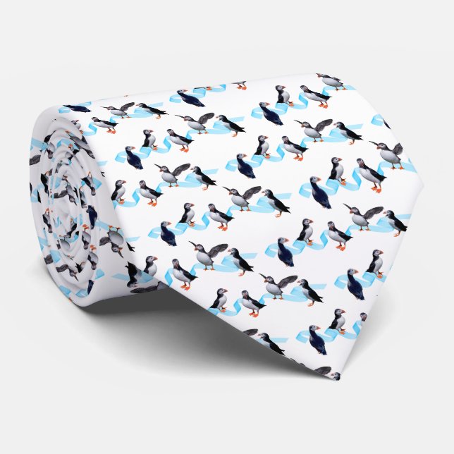 Puffin Party Krawatte Doppelseitige Druckfarben (F (Gerollt)