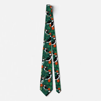 Puffin Pattern Lush Green Krawatte