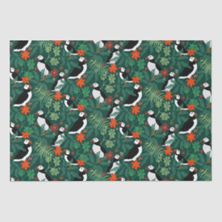 Puffin Pattern Lush Green Seidenpapier