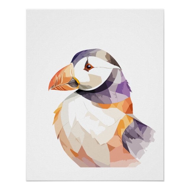 Puffin Playful Adorable Fun Tier farbenfrohe Freud Poster (Vorderseite)