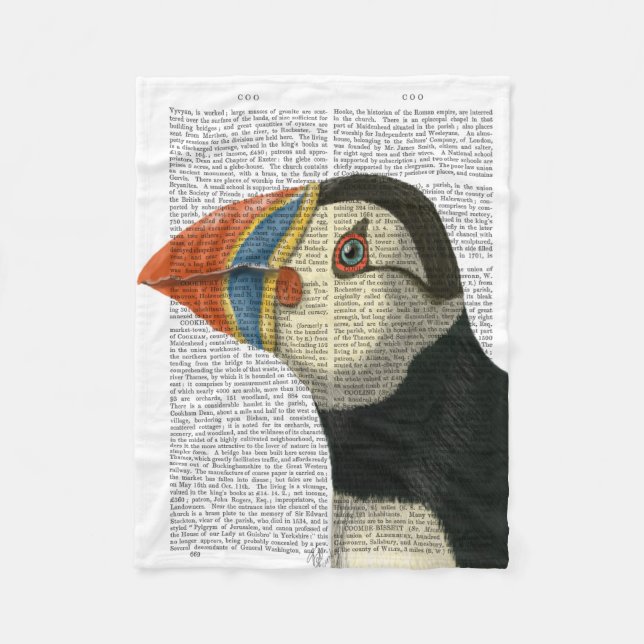 Puffin Portrait Fleecedecke (Vorderseite)