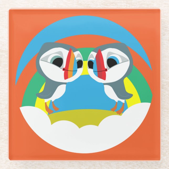 Puffin Rocks Glasuntersetzer (Vorderseite)