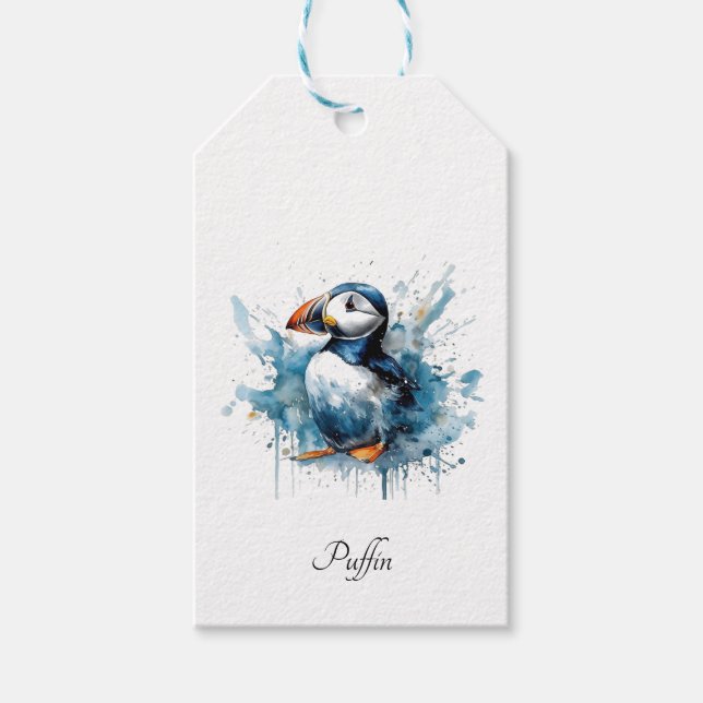 Puffin Splash, individuell Geschenkanhänger (Vorderseite)