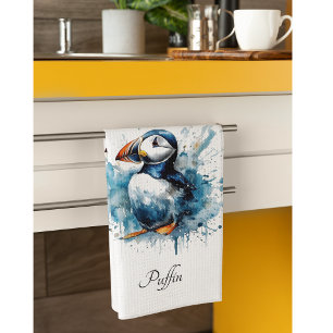 Puffin Splash, individuell Geschirrtuch