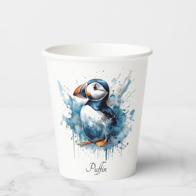 Puffin Splash, individuell  Pappbecher (Vorderseite)