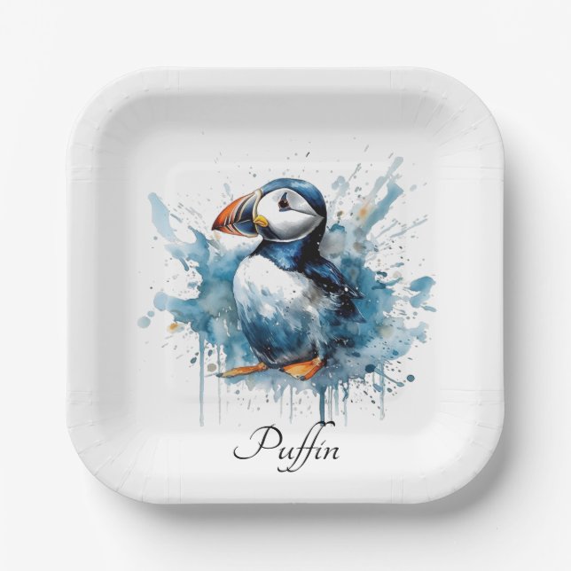Puffin Splash, individuell Pappteller (Vorderseite)