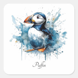Puffin Splash, individuell Quadratischer Aufkleber