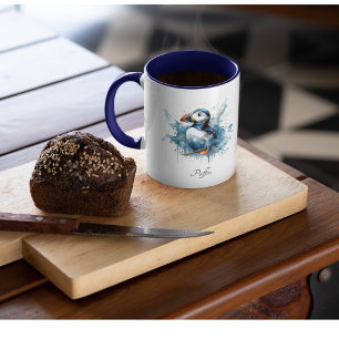 Puffin Splash, individuell Zweifarbige Tasse