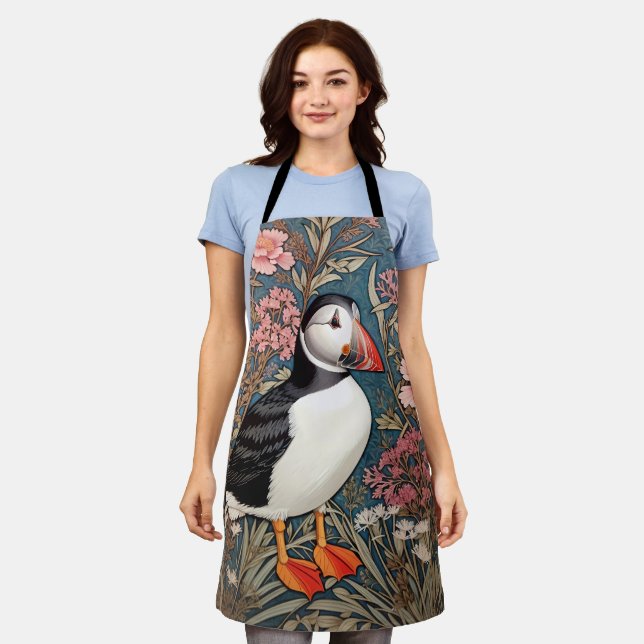 Puffin und Sea Thrift Blume William Morris Schürze (Getragen)