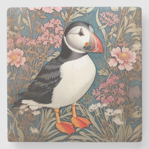Puffin und Sea Thrift Blume William Morris Steinuntersetzer