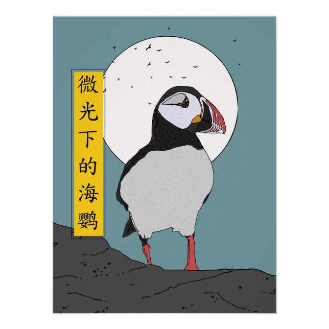Puffin unter blassem Licht Poster (Vorderseite)