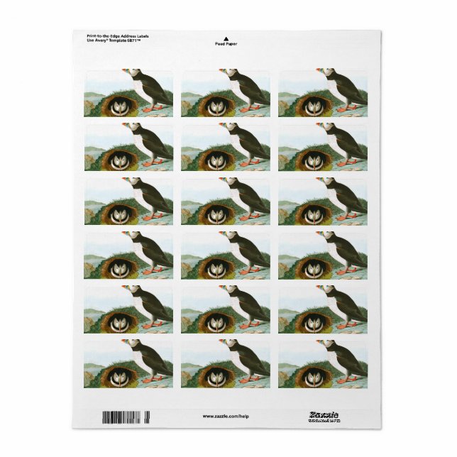 Puffin von John James Audubon Adressaufkleber (Vorne)