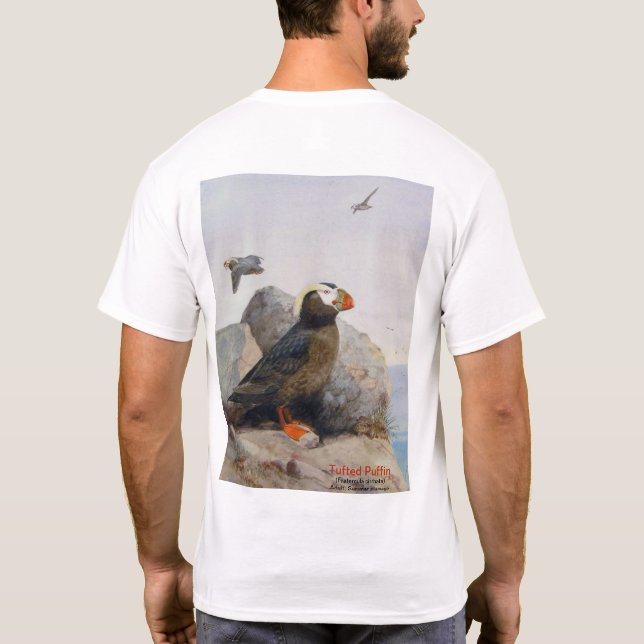 Puffin, Vordergrundkunst/Reverse-Kunstwerk T-Shirt (Rückseite)
