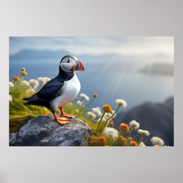 Puffin Wild Bird Animal Tranquil Friedlich Poster (Vorne)