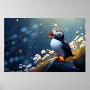 Puffin Wild Bird Animal Tranquil Friedlich Poster