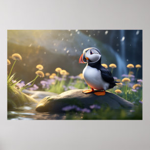Puffin Wild Bird Animal Tranquil Friedlich Poster