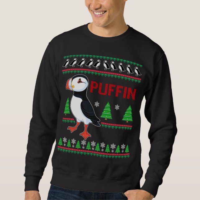Puffin Xmas Ugly Sweater Puffins Lover Niedlich Sweatshirt (Vorderseite)