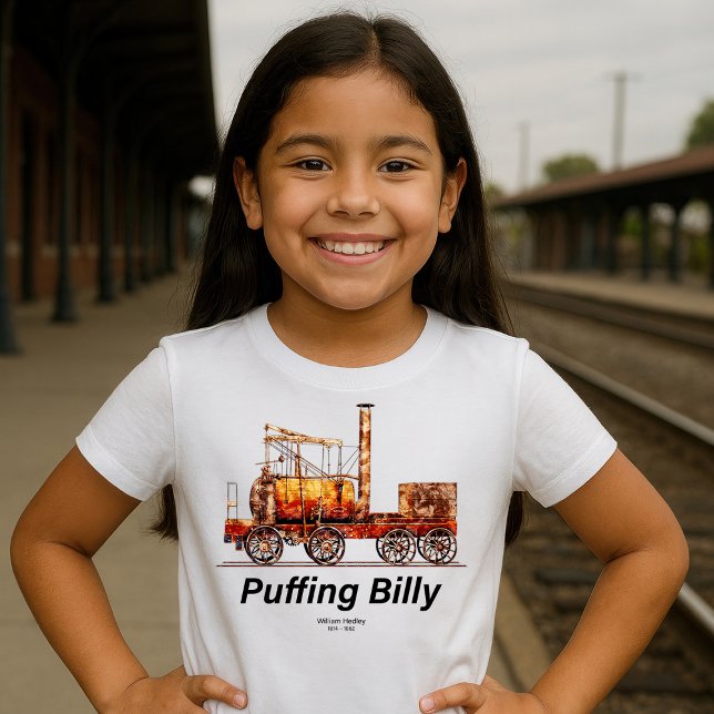 Puffing Billy Dampfzug Englische Lokomotive T-Shirt (Puffing Billy Steam Train English Locomotive. Girl Basic T-Shirt)