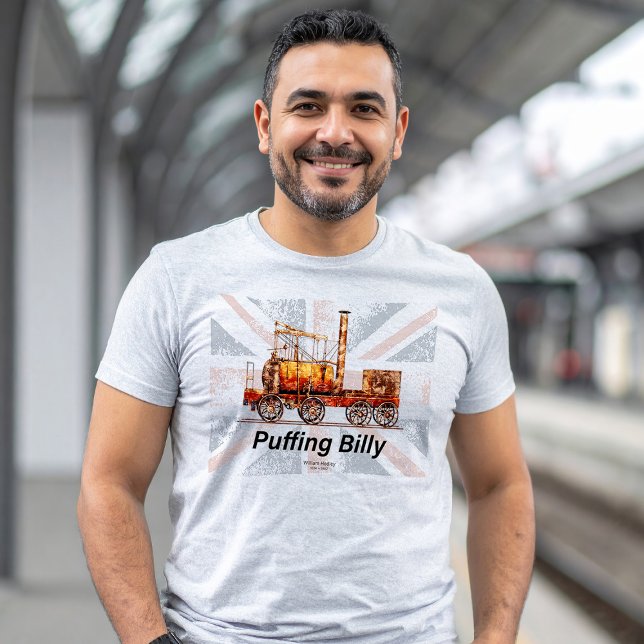Puffing Billy Dampfzug Englische Lokomotive T-Shirt (Puffing Billy Steam Train English Locomotive. Mens Basic T-Shirt)