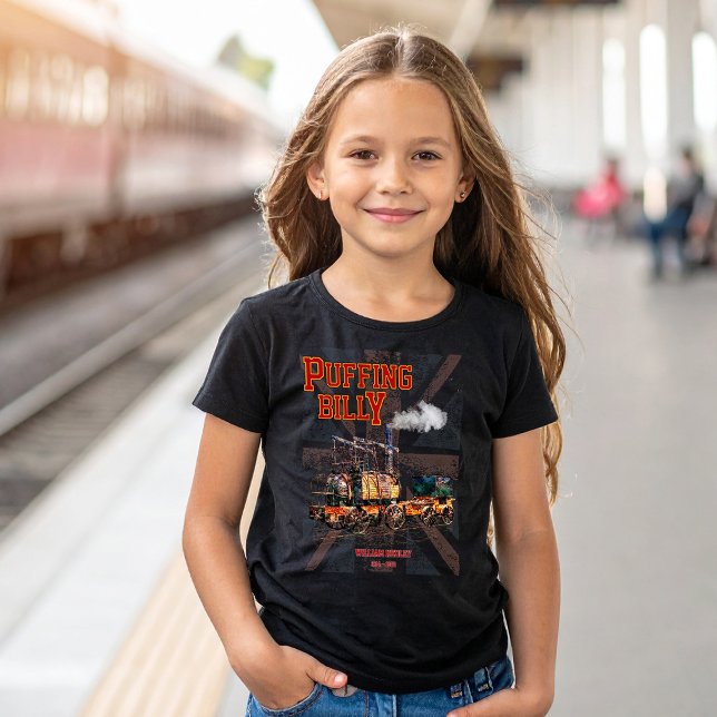 Puffing Billy Dampfzug Englische Lokomotive T-Shirt (Puffing Billy Steam Train English Locomotive. Girl Basic T-Shirt)