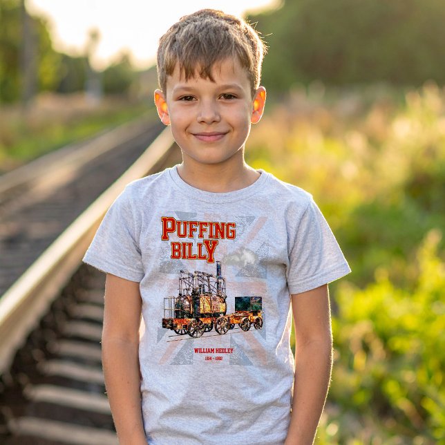 Puffing Billy Dampfzug Englische Lokomotive T-Shirt (Puffing Billy Steam Train English Locomotive. Boy Basic T-Shirt)