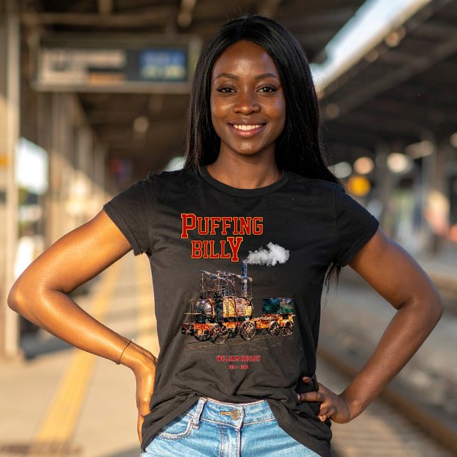 Puffing Billy Dampfzug Englische Lokomotive T-Shirt (Puffing Billy Steam Train English Locomotive. Womens Basic T-Shirt)