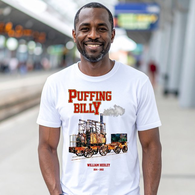 Puffing Billy Dampfzug Englische Lokomotive T-Shirt (Puffing Billy Steam Train English Locomotive. Mens Basic T-Shirt)