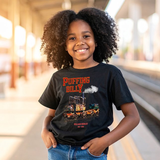 Puffing Billy Dampfzug Englische Lokomotive T-Shirt (Puffing Billy Steam Train English Locomotive. Girl Basic T-Shirt)