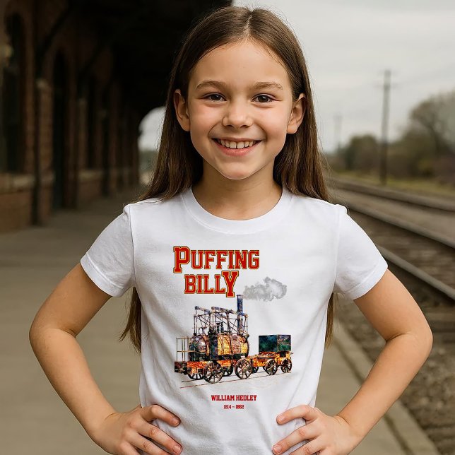 Puffing Billy Dampfzug Englische Lokomotive T-Shirt (Puffing Billy Steam Train English Locomotive. Girl Basic T-Shirt)
