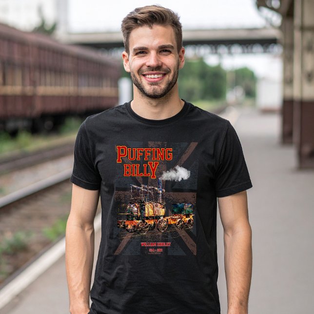 Puffing Billy Dampfzug Englische Lokomotive T-Shirt (Puffing Billy Steam Train English Locomotive. Mens Basic T-Shirt)