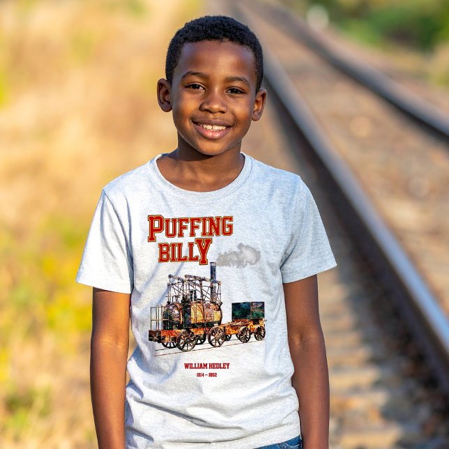 Puffing Billy Dampfzug Englische Lokomotive T-Shirt (Puffing Billy Steam Train English Locomotive. Boy Basic T-Shirt)