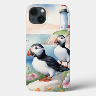 Puffins am Meer - Blume und Leuchtturm im Ozean Case-Mate iPhone Hülle
