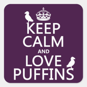 Puffins (beliebige Hintergrundfarbe) behalten und Quadratischer Aufkleber