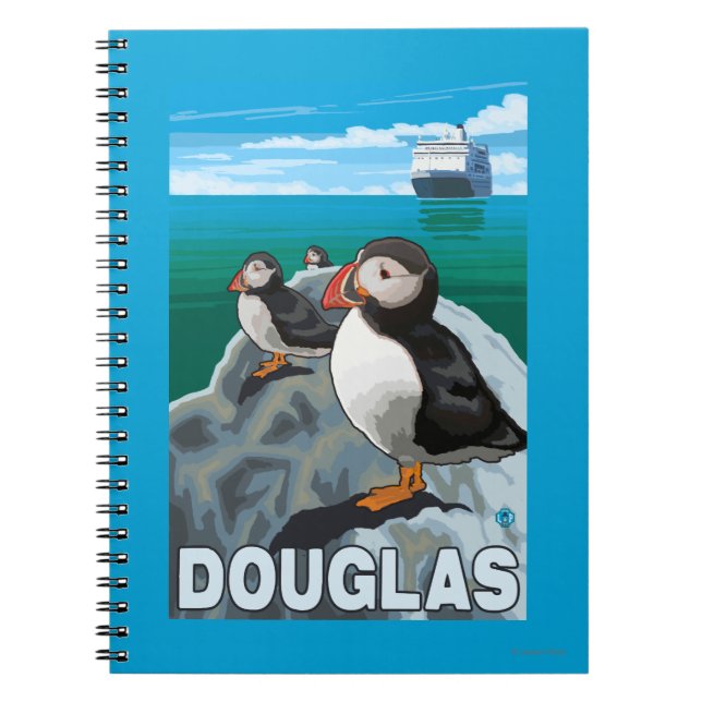 Puffins & Cruise Ship - Douglas, Alaska Notizblock (Vorderseite)