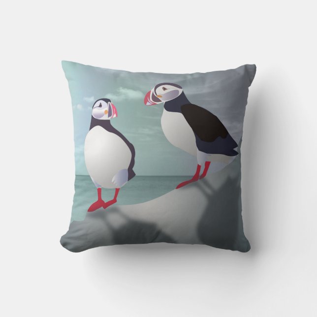 Puffins Design Throw Kissen (Vorderseite)