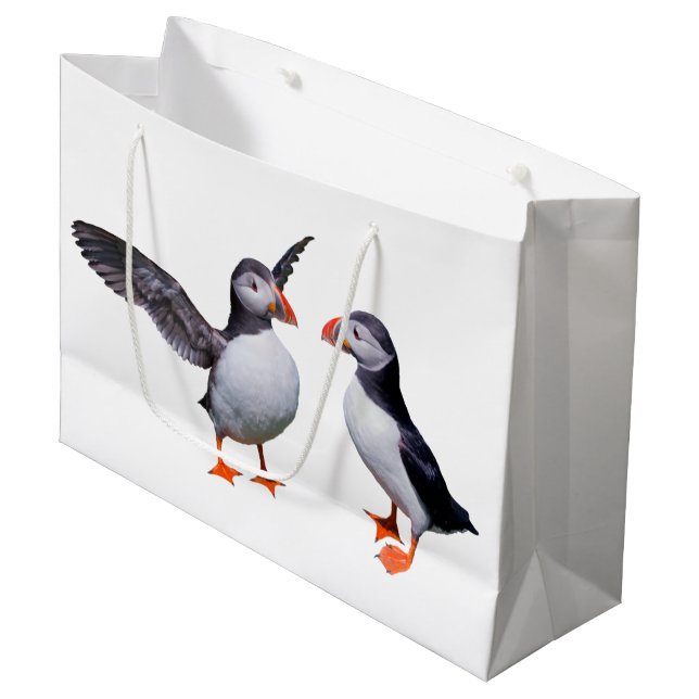 Puffins Geschenktasche Große Geschenktüte (Vorderseite Schrägansicht)