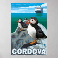 Puffins & Kreuzfahrtschiff - Cordoba, Alaska