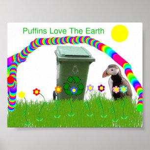 Puffins-Liebe das Erdplakat Poster