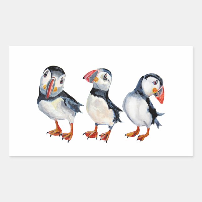 Puffins Rechteckiger Aufkleber (Vorderseite)