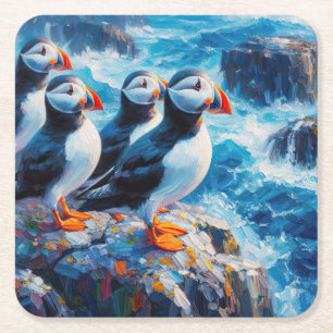Puffins Rechteckiger Pappuntersetzer
