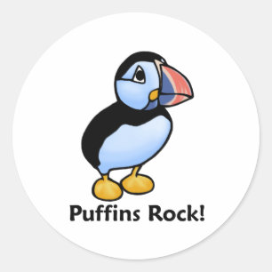 Puffins Rock! Runder Aufkleber