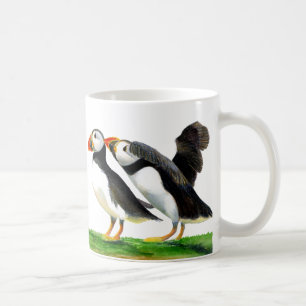 Puffins-Seevögel in der Wasserfarbe malt Grafik Tasse
