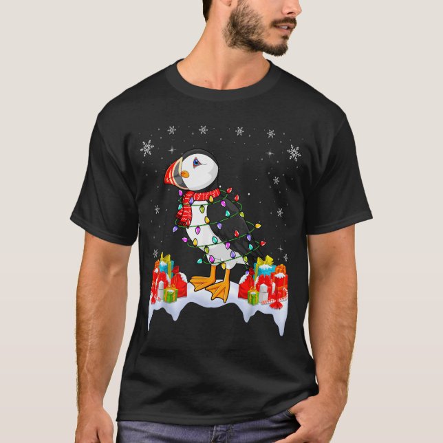 Puffins Wearing Xmas Light - Puffins Lover Christm T-Shirt (Vorderseite)