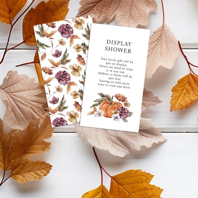 Puffkindusche Begleitkarte (Fall Display Shower Enclosure Card for Baby Shower Bridal Shower Pumpkins Floral Pattern)