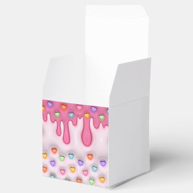 Puffy Cake Frosting Dripping Hearts Geschenkschachtel (Geöffnet)